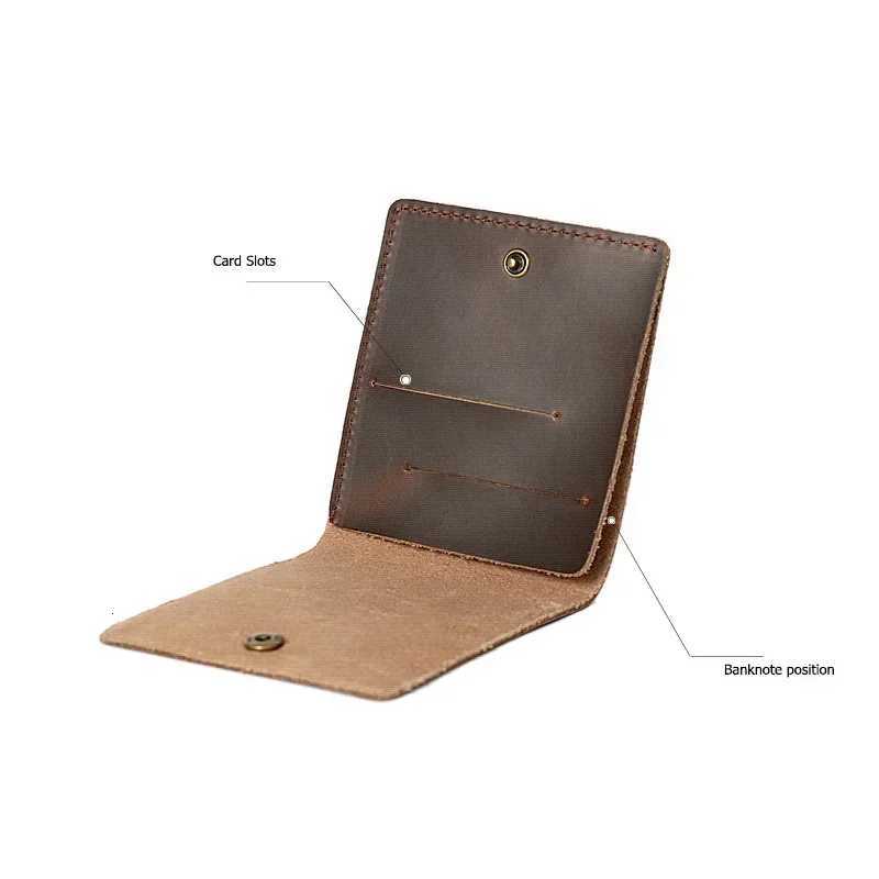 Retro Minimalist Bifold Leather Card Wallet for Men And Women Wrap Holder Porte Carte WalletL251015