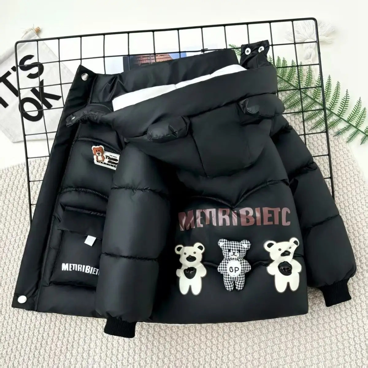 Autumn Winter Baby Boy Down Jacket Kids Cute Bear Thicken Padded Thermal Hooded Parka Coat With Bag Children Outerwear 26Y 251014