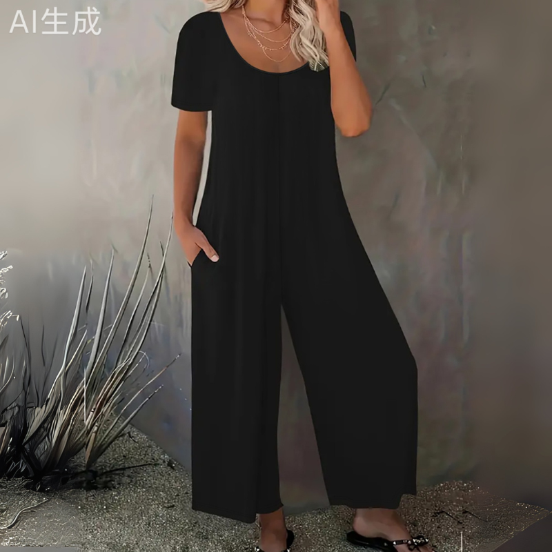 Womens Beesqueee Sleeveless Jumpsuit Soft Milk Silk Fabric, Pocketed Holiday WearCF50355