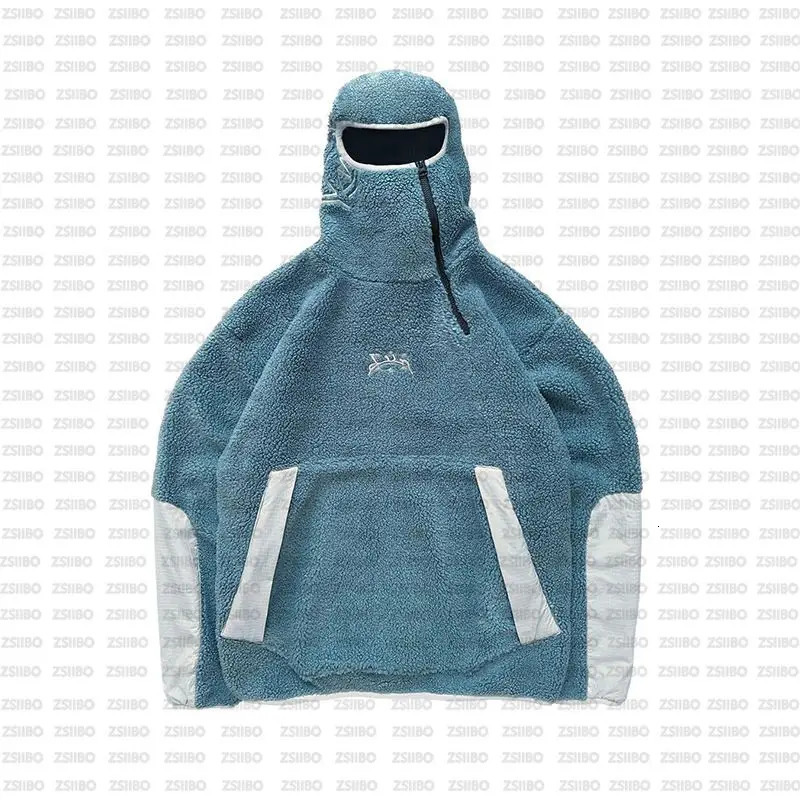 Mens Balaclava Pullover Hoodie Face Mask Winter Warm Sherpa fleece jacket Oversized Hoodies Streetwear Outdoor Activities 251009