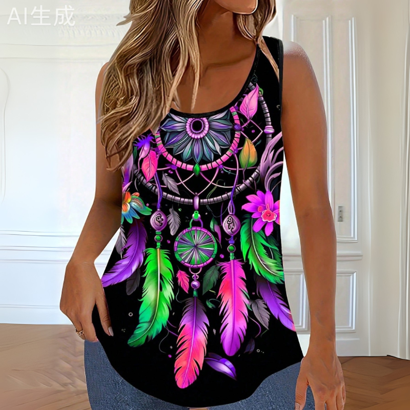Women's Allover Print Tank Tops Sleeveless Boho Cami for Women Summer Casual Streetwear Plus Size S-XXL-CF40698