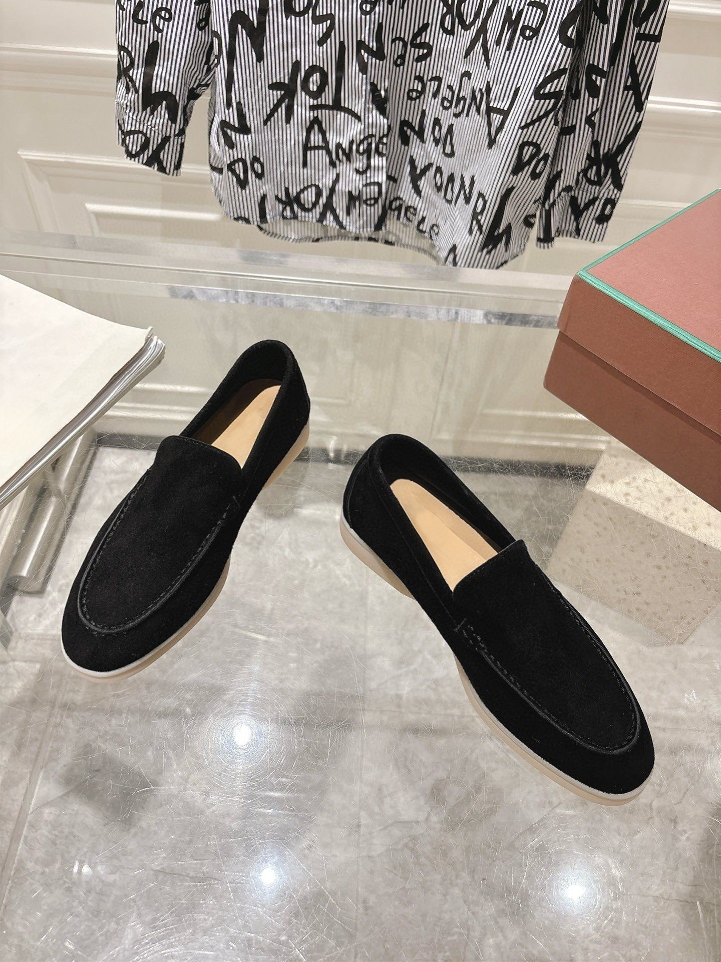 Loafer Suede Black Loafers Top Quality Shoes Charms Walk Man White Sole Loafer Suede Slip On Loafers Classical