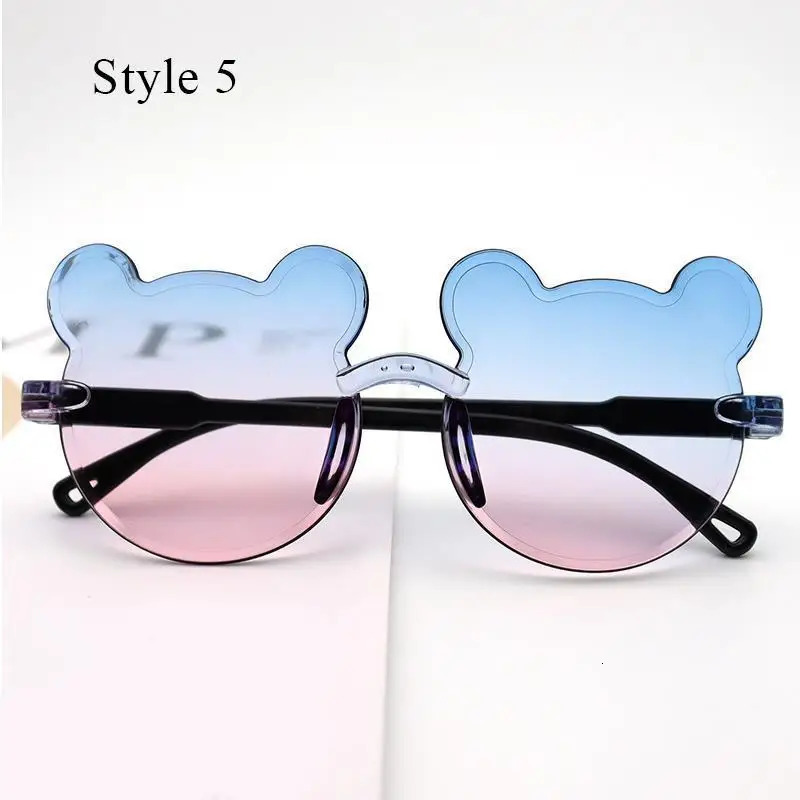 Fashion Kids Sunglasses Cartoon Bear Shape Child Black Sun Glasses Antiuv Baby Sunshading Eyeglasses Girl Boy Sunglass Z260305