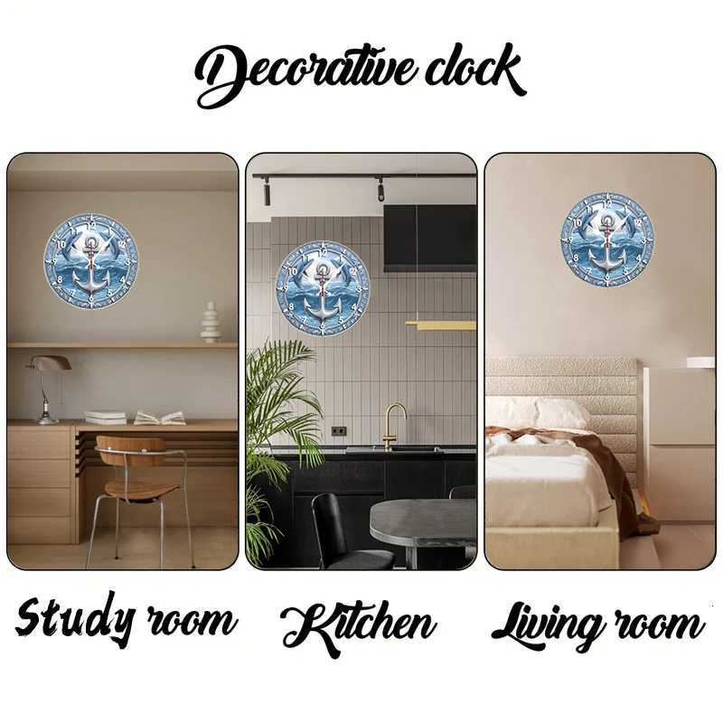 Dolphin Wooden Round Silent Hanging Wall Clock Suitable For Living Room Office Study Room Bedroom Home Decoration C251015