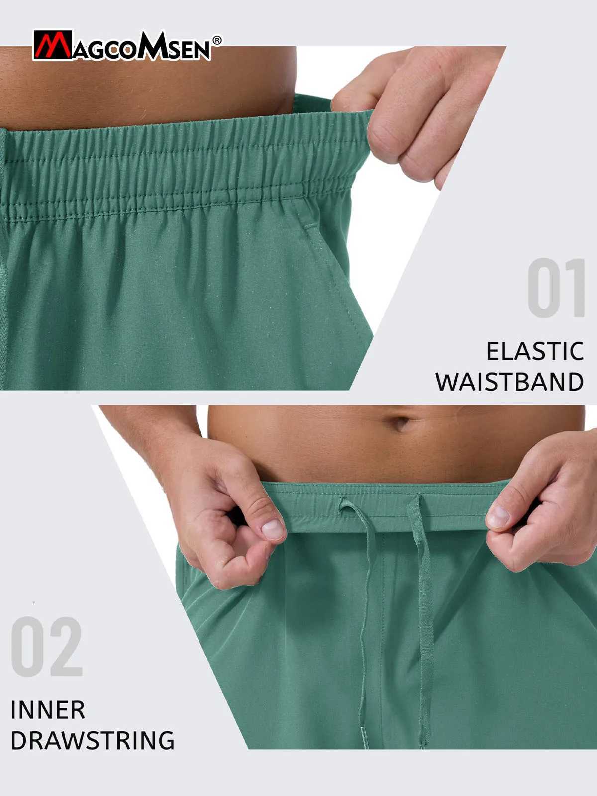 MAGCOMSEN Mens Running Shorts Summer Elastic Breathable Drawstring Pocket Shorts QuickDry Lightweight Water Resistan ShortsT251015