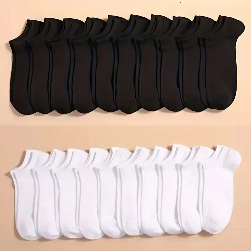 10 or 20 or 40 Pairs Unisex Solid Cotton Socks Men Women Low Cut Ankle Socks Bulk Black White Grey Socks Soft Lightweight251014