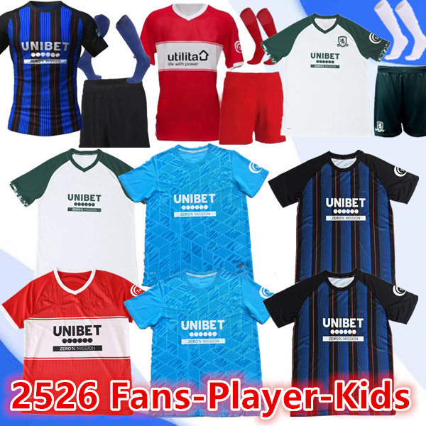 25 26 Middlesbrough Soccer Jerseys 2025 2026 Tavernier Payero Howson McNAIR AKPOM CLARKE FRY FORSS LENIHAN Football Shirt Uniforms Men Kids Kits uniforms