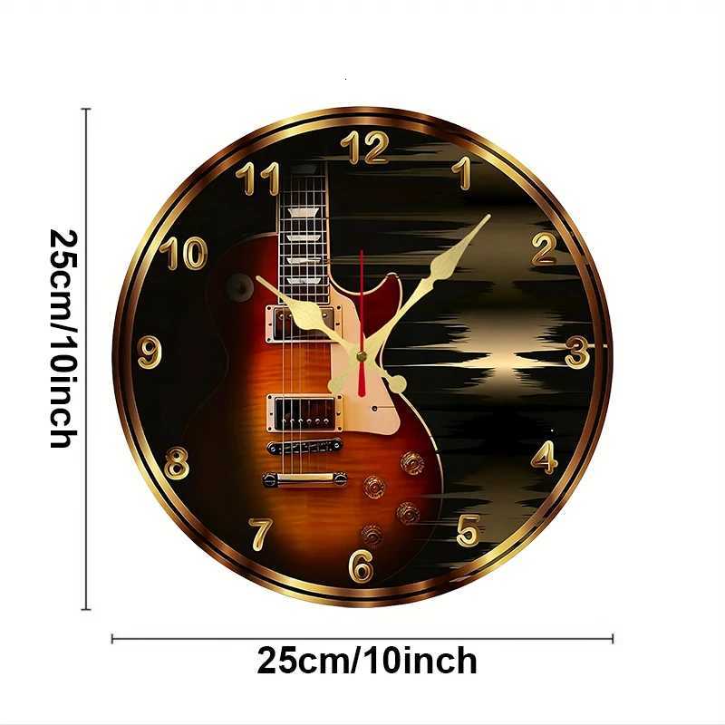 Rustic Violin Wooden Round Silent Hanging Wall Clock Suitable For Living Room Office Study Room Bedroom Home Decoration C251015