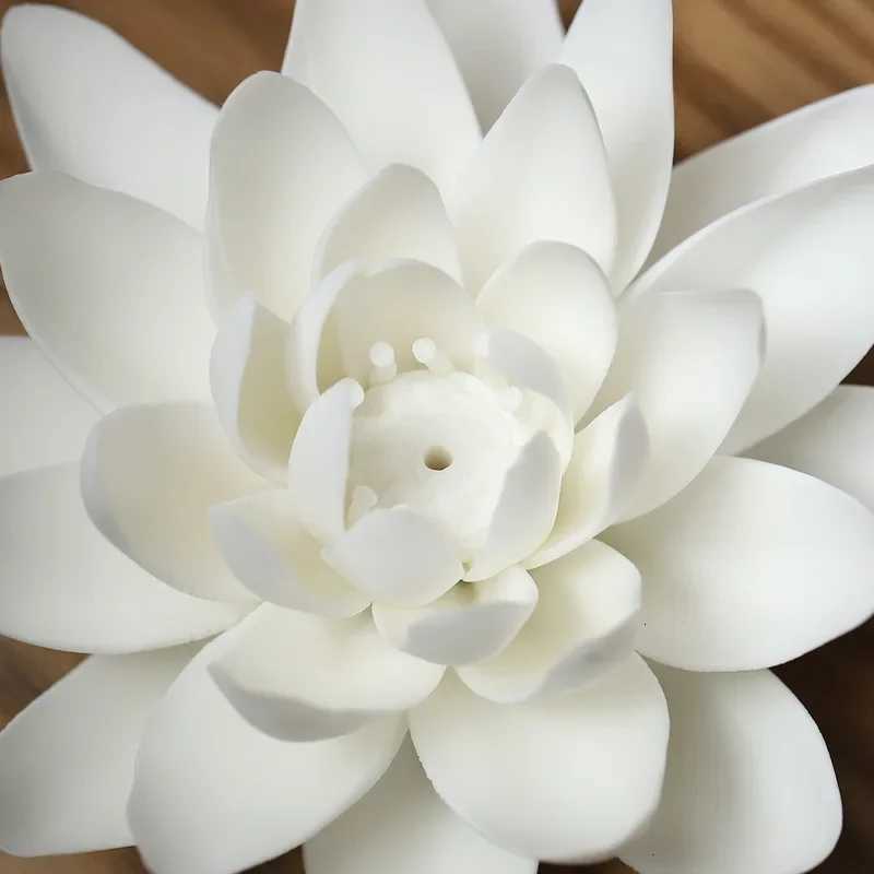 Ceramic White Lotus Incense Burner Home Decor Incense Stick Holder Buddhist Aromatherapy Incense Censer Use In Office Teahouse C251015