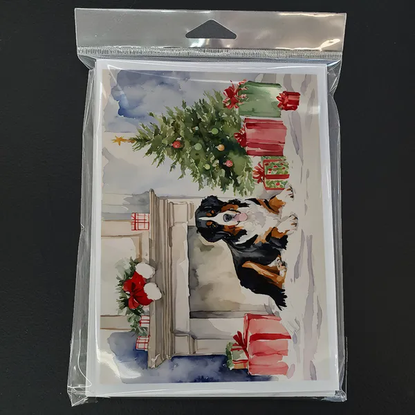 Bernese Mountain Dog Christmas Greeting Cards Pack of 8 Blank Cards with Envelopes Whimsical A7 Size 5x7 Blank Note Cards