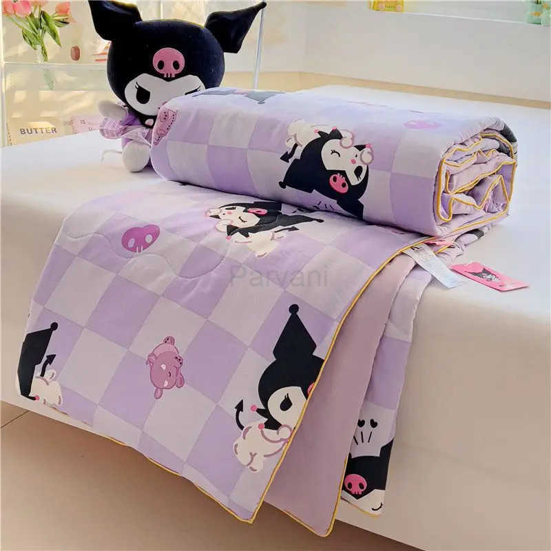Sanrio Sanrio Hello Kitty Cartoon Cinnamoroll Kuromi Summer Quilt Washable Air Conditioner Machine Washable Soft Comfortable Blanket L251015