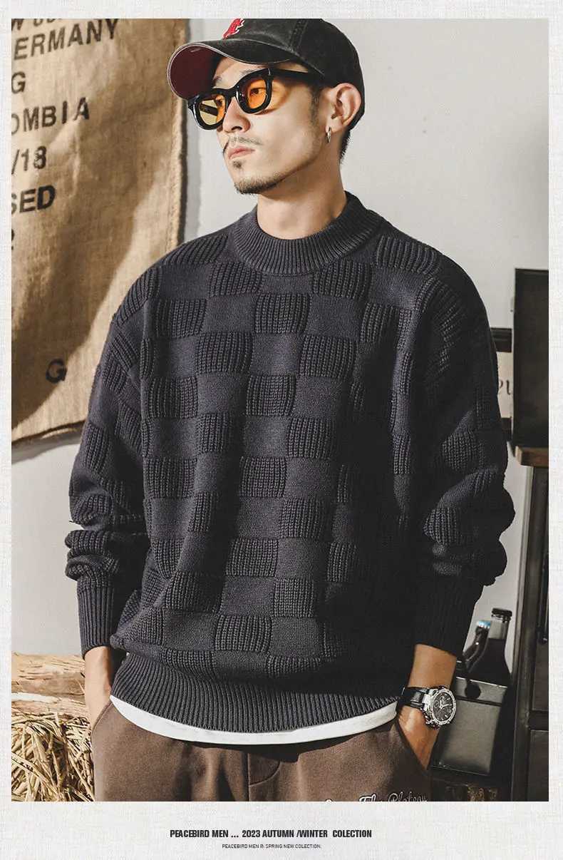 New Heavyweight Classic Retro Sweater Mens Plus Size Lazy Trend Brand Loose Knit Sweater Men J251015