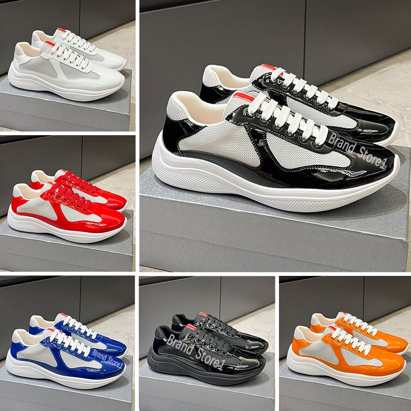 Designer shoes Men Women sneakers luxury classic americas cup Casual Shoes Fashion low High-top patent leather lace up Mesh nylon Sport trainers with box 35-48