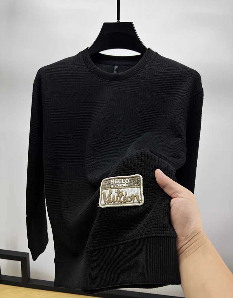 Light Luxury High end Exquisite Embroidery Solid Color Mens Sweater Autumn Youth Personalized Fashion Casual Knitting Pullover J251015