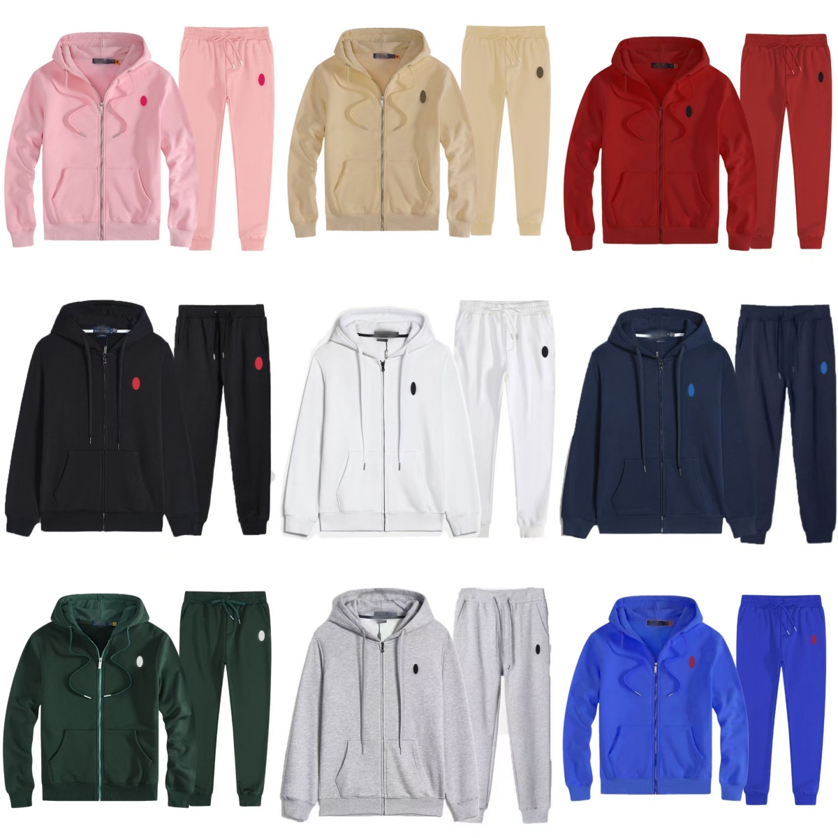 2026 Mens Hoodies and Pants Small Horse Embroidery Designer Cotton Polo Zip Up Jackets Women Causal O-Neck Jacket Autumn Winter Sweatshirt