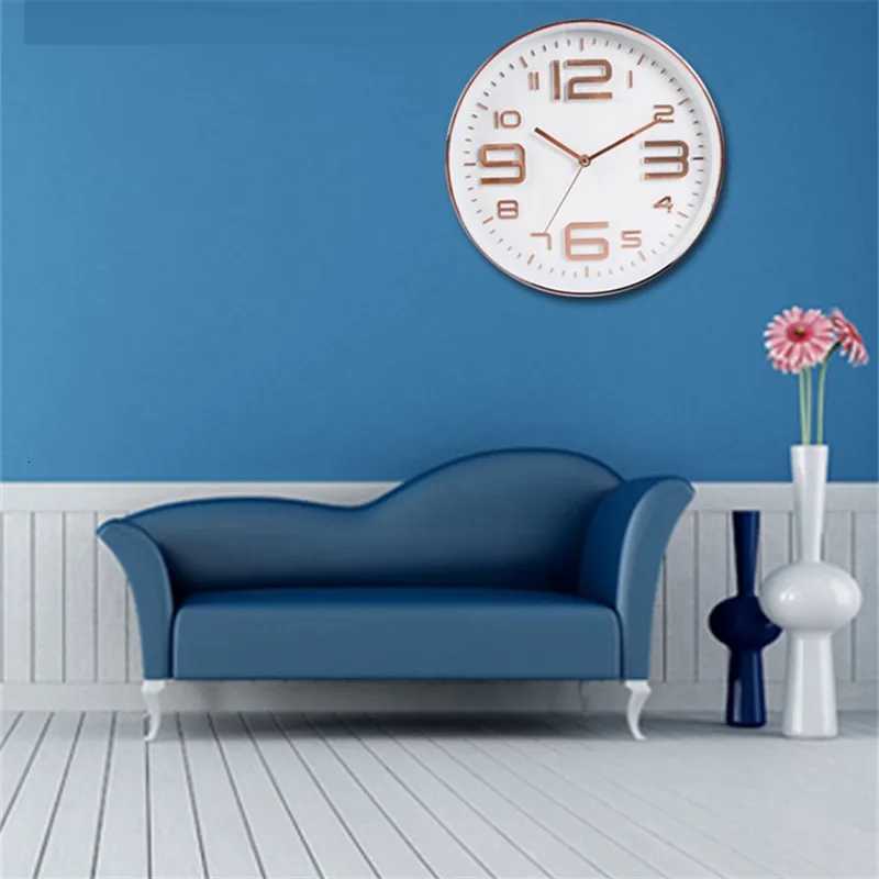 Silent Wall Clock 12 Inches Nordic Quartz Quiet No Tick Battery Powered White and Black Watch Clocks Modern Kitchen Home Decor C251015