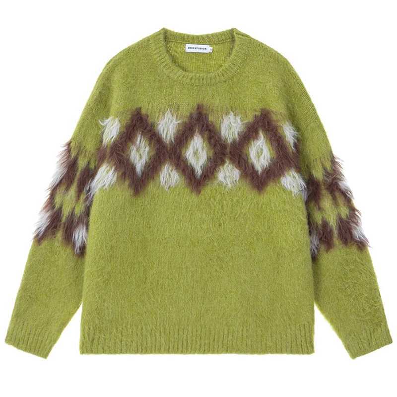 Couples Loose Knit Sweater Round Neck Oversize Casual Sheep Camel Texture Sweater Mens Street Harajuku Fashion Jumper Autumn J251015