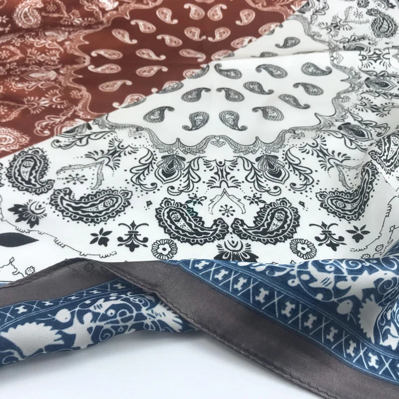 Retro Cashew Flower Square Hijab Scarf Hiphop Scarf Pants Scarf 60cm Simulated Silk Scarf Neckband for Men and Women Hair With 251014