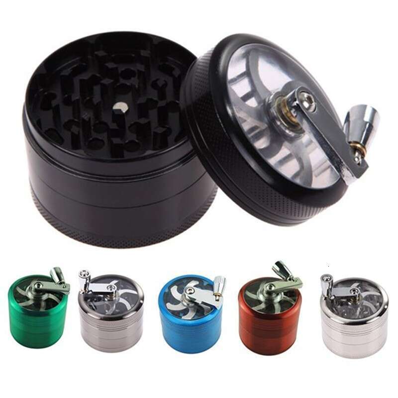 40mm Zinc Alloy 4-Layer Hand-Cranked Metal with Handle Grinder Logo can be added Smoking accessories