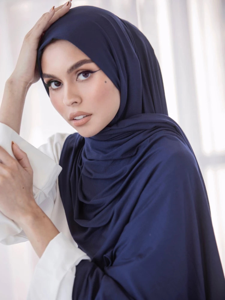 Big Size Muslim Women Hijabs Jersey Cotton Hijab Scarf for Women Solid Shawls Head Wrap for Women Headband Ramadan Turban Femme 251015 - view 3