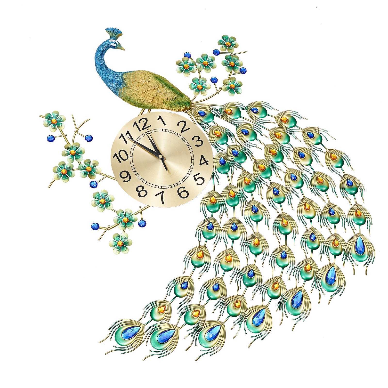 3D European Style Peacock Hanging Clock Wallmounted Wall Clock Modern Decorative Wall Clock for Office Home Indoor 70 65cm C251015