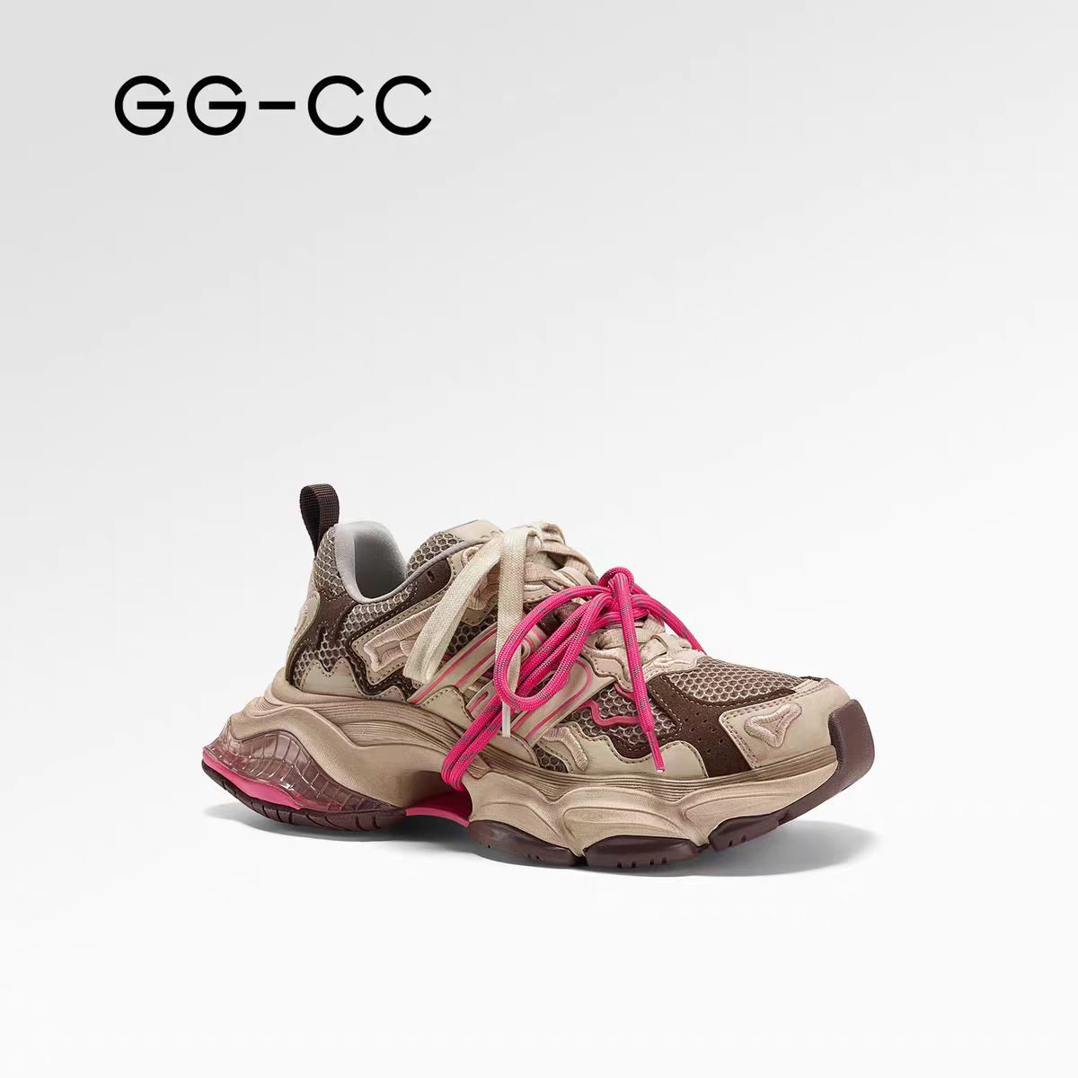 GGCC designer shoes Thick soled vintage cowhide luxury casual shoes fashionable and trendy height increasing sports shoes for woman green coffee