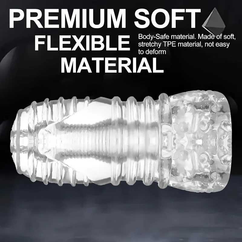 2025 New 1Pc Male Masturbator Sex Toys For Men Portable Pocket Pussy Stroker With adult toys Vagina Textured Blowjob TPE Masturbation Clear