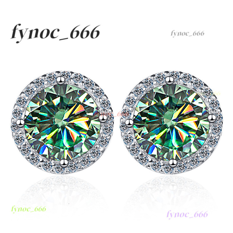 2025 New 925 Sterling Silver Earrings 1 Carat Moissanite FourProng Round Stud Earrings Hot Sale