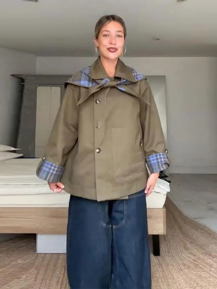 High Street Womens Coat Turndown Collar Lace Up Full Sleeve Loose Straight Female Jacket 2025 Autumn Chic Fashion Lady Coats251014