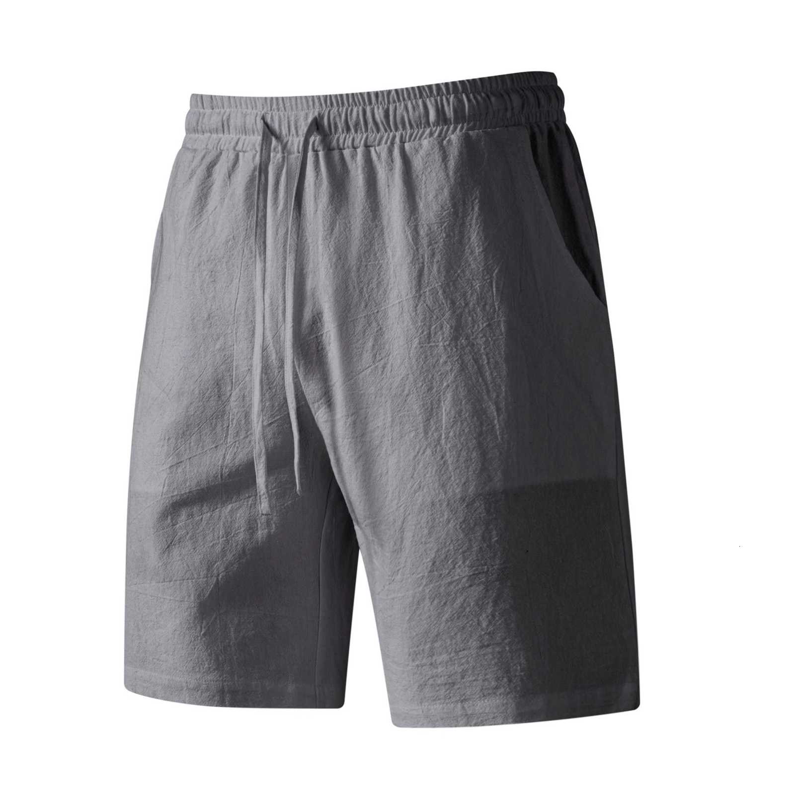 New Mens Summer Shorts with Pockets and Laces Solid Color Cotton and Linen Comfortable Breathable Outdoor Fashion BreathableT251015