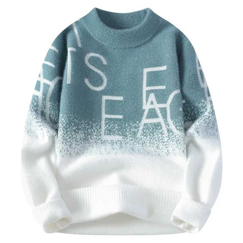 Men Gradient Knitted Sweater Letter Vintage O Neck Pullover Male Fit Knitted Pullover Loose Harajuku Mens Retro Tops Multicolors J251015