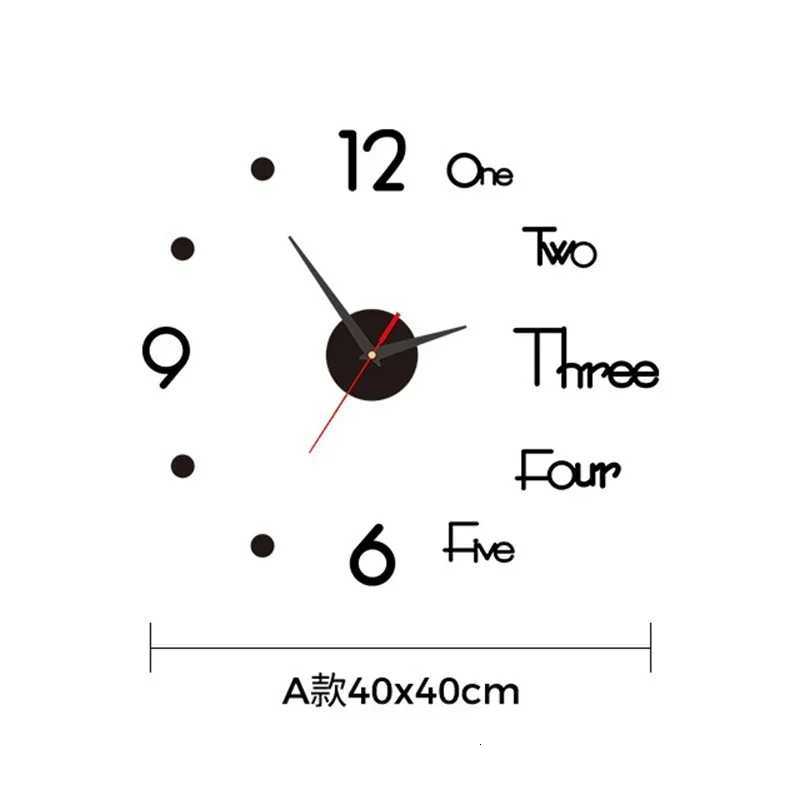Large Size 3D DIY Silent Wall Clock BlackGoldSilver PunchFree Wall Sticker Clock C251015