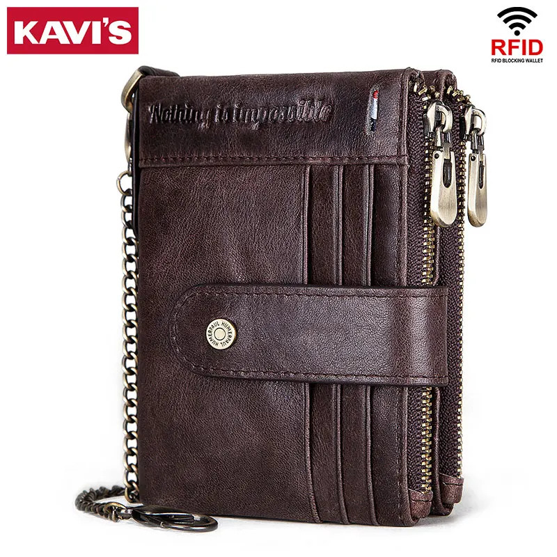 Casual Mens Wallet Genuine Leather RFID Card Holder Cowhide Zipper Coin Pocket High Quality Bifold Male Cartera Hombre 251014
