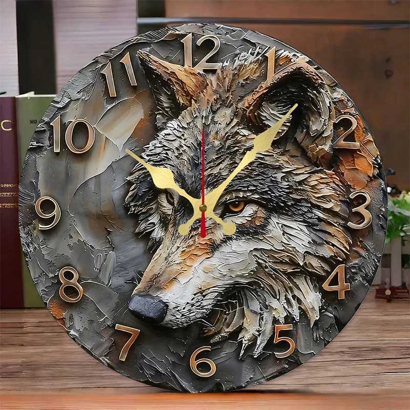 Fox Artistic Wooden Round Silent Hanging Wall Clock Suitable For Living Room Office Study Room Bedroom Home Decoration C251015