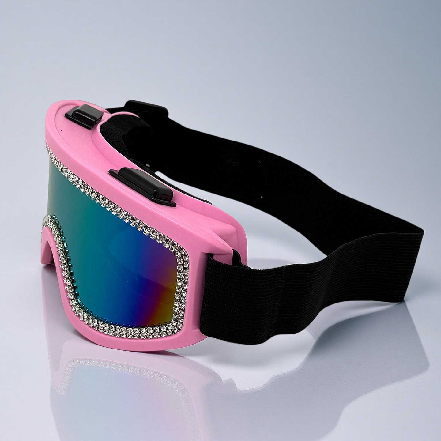 Colorful Fashion Sparkling Diamond Goggles Antifog Dustproof Outdoor Large Frame Motorcycle Ski Goggles for Men and Women H251015