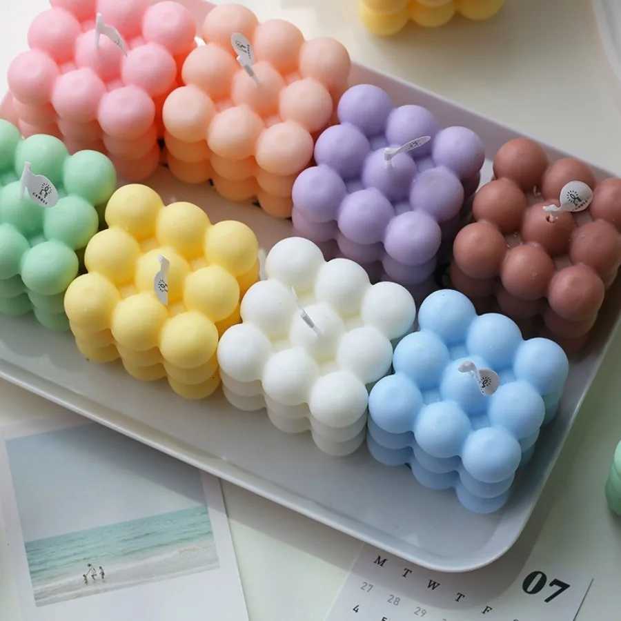 1Pc Bubble Cube Shaped Candle Handmade Scented Candle Aromatherapy Soy Wax Candle Home Decoration Wedding Birthday Party Candles C251015