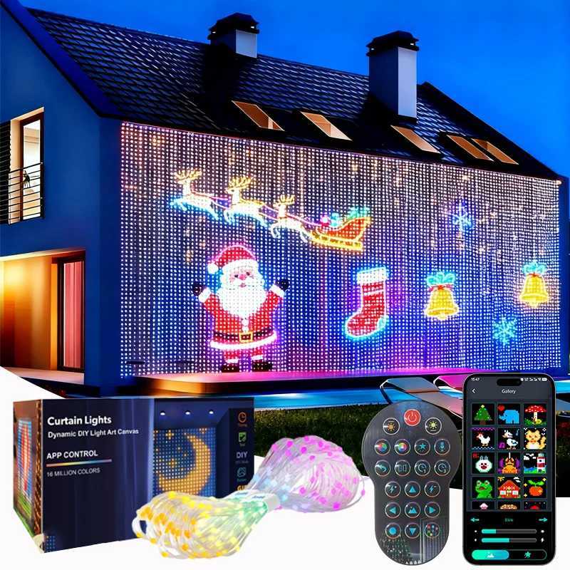 2PCS Smart LED Curtain Lights LED Fairy Lights App Control Music Sync DIY Pattern IP67 Waterproof for Indoor Outdoor Party Decor X251015
