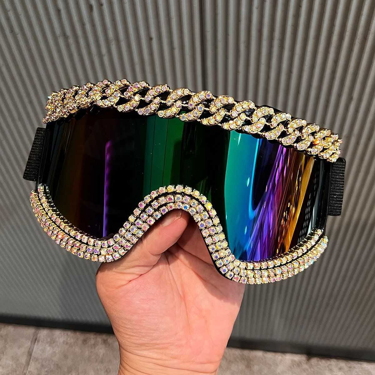 2025 Mountaineering Goggles Luxury Rhinestone Decoration Sandproof Dustproof Cycling Glasses Large Frame Sponge Ski Goggles H251015