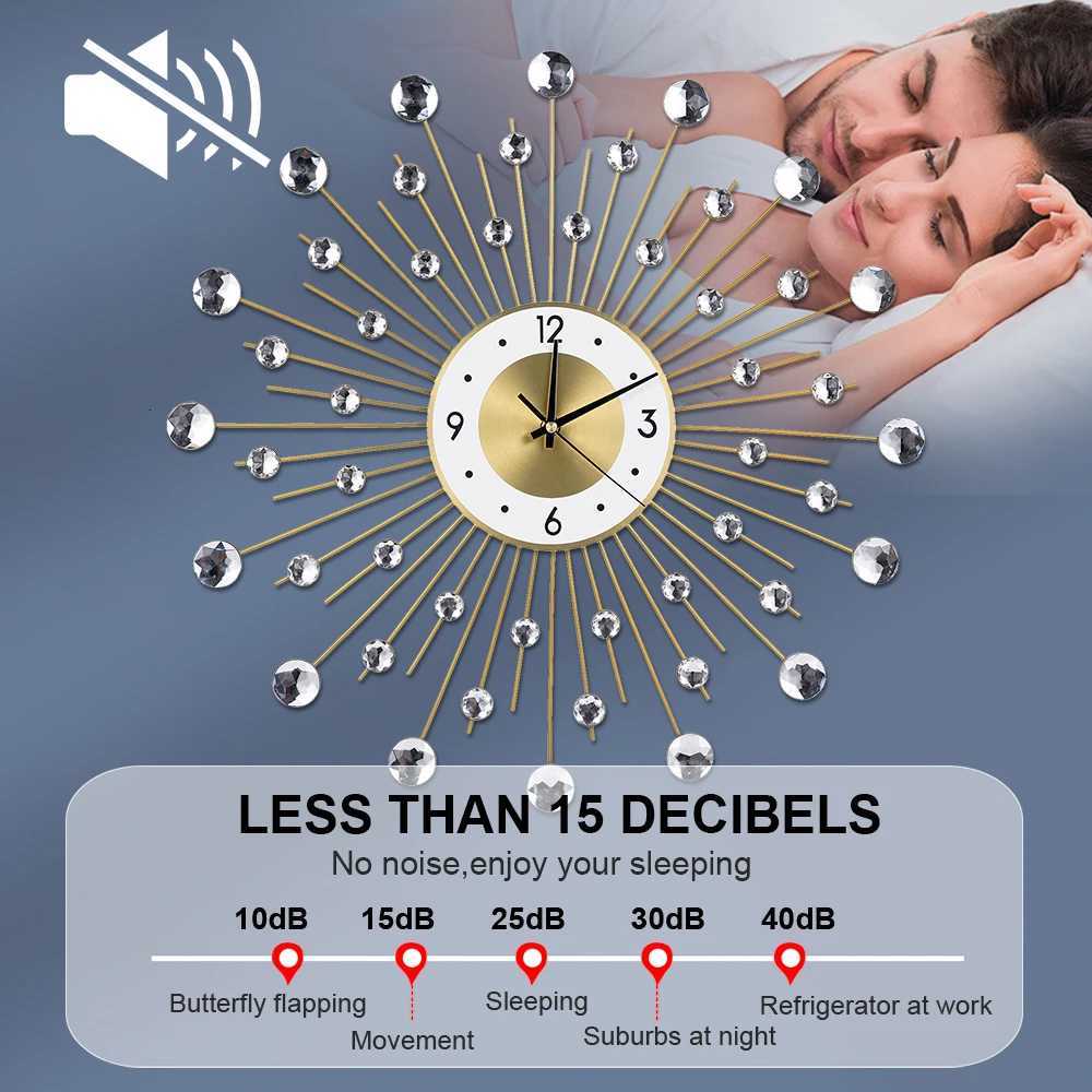 5050CM Wall Clock golden star European batterypowered wall clock quartz movement metal glass clock home office wall decoratio C251015