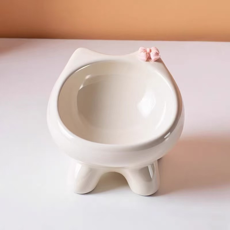 K3225 Heavy Base Anti-Tip Ceramic Pet Food Bowl Creative Elevated Design Dropshipping