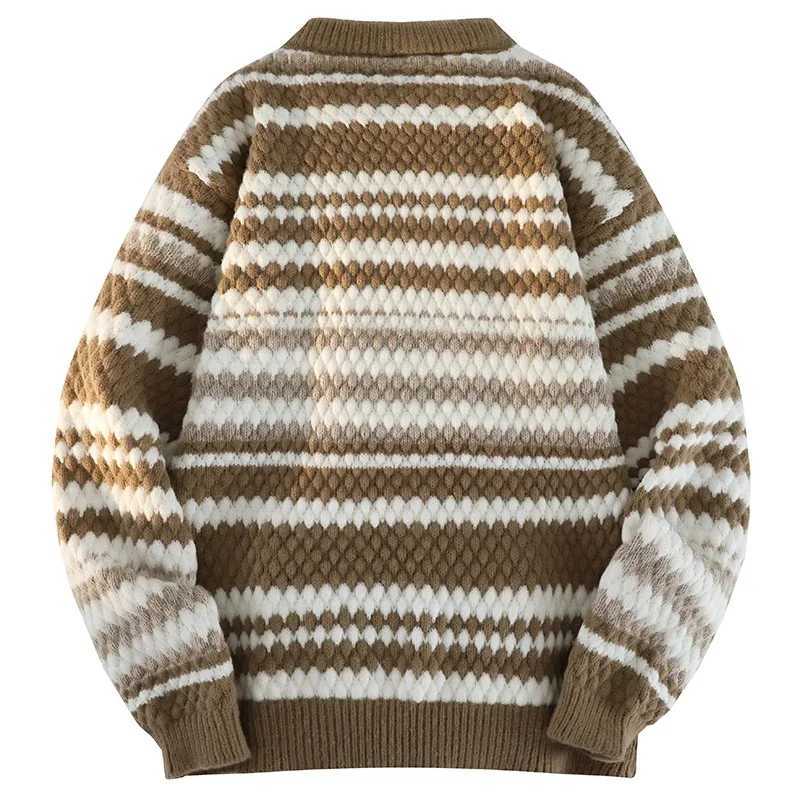 Autumn and Winter New Long Sleeved Round Neck Striped Pullover Sweater Versatile Breathable Fashionable Casual and Warm Top J251015