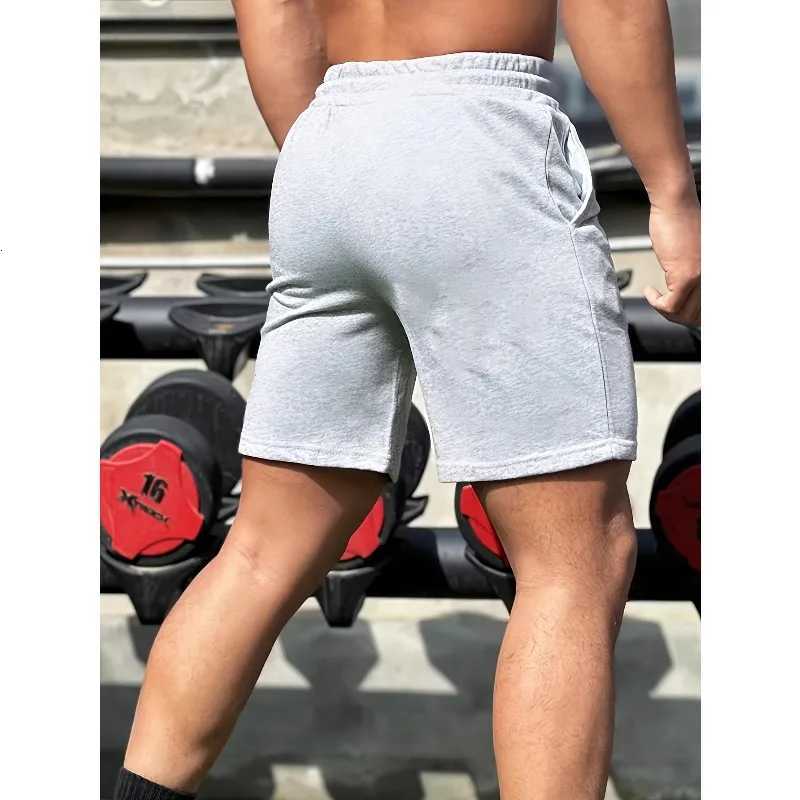 Comfortable cotton shorts mens casual microelastic elastic belt drawstring shorts fitness training comfortable and fashionableT251015