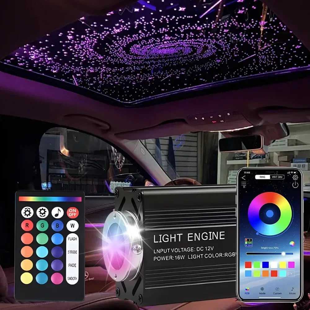 12W Home Car Roof Star Light 5001000Pcs Fiber Optic Headliner Kit Led Atmosphere Light with RGB Meteor Music APP Control X251015
