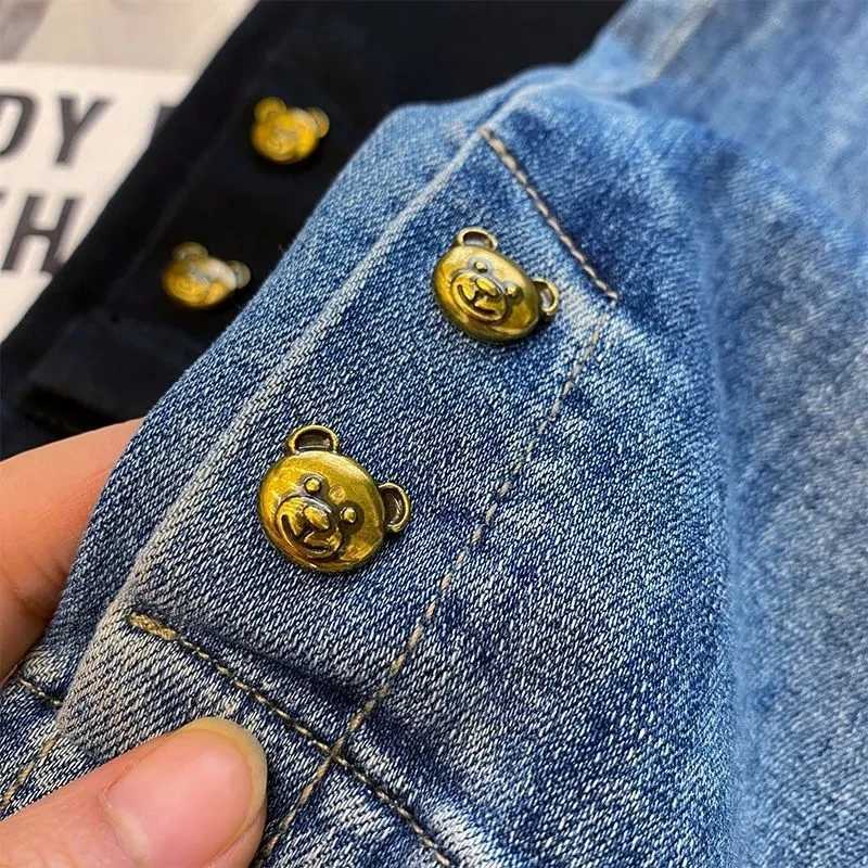 Black Cigarette Tube Jeans Womens Street wear 2025 Spring Autumn New high waisted Loose Casual Straight leg Nine points Pants W251015