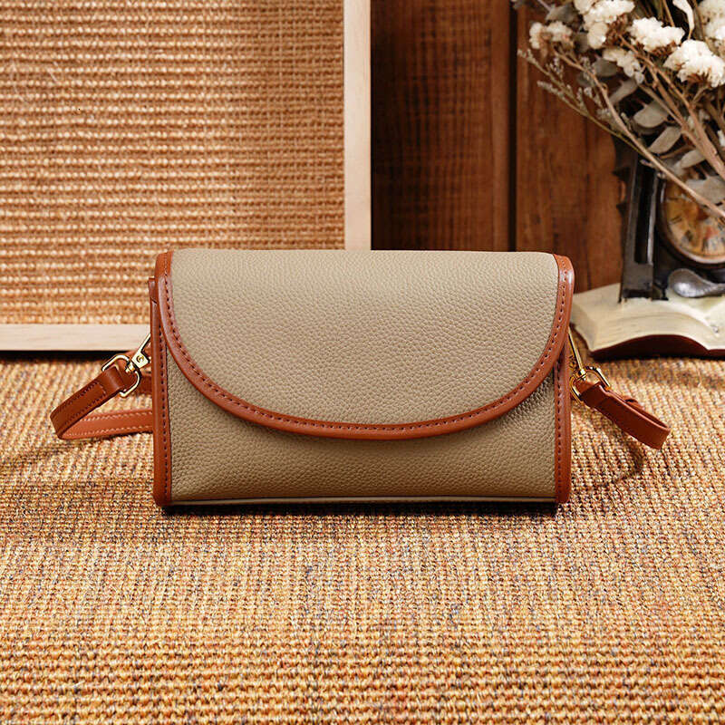 New Fashionable Genuine Genuine Leather Phone Bag - Women's Square Color Block Crossbody Small Bag, Versatile & Stylish Design