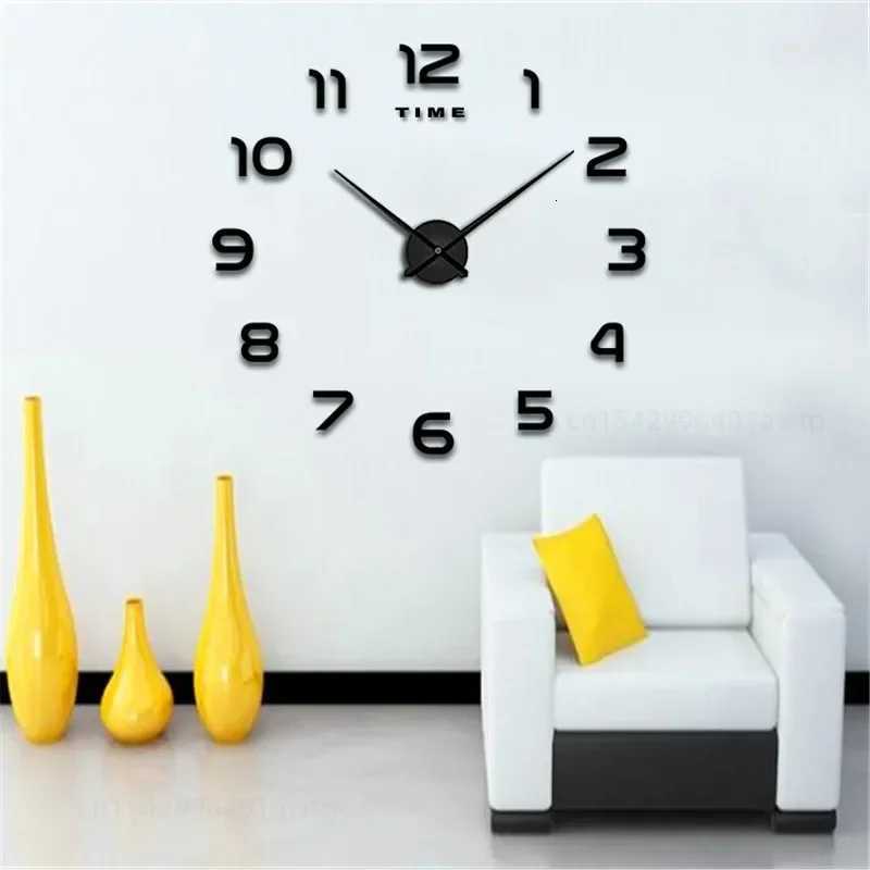Modern Design Large Wall Clock 2D DIY Quartz Clock Fashion Watch Acrylic Mirror Stickers Living Room Home Decoration Decor C251015