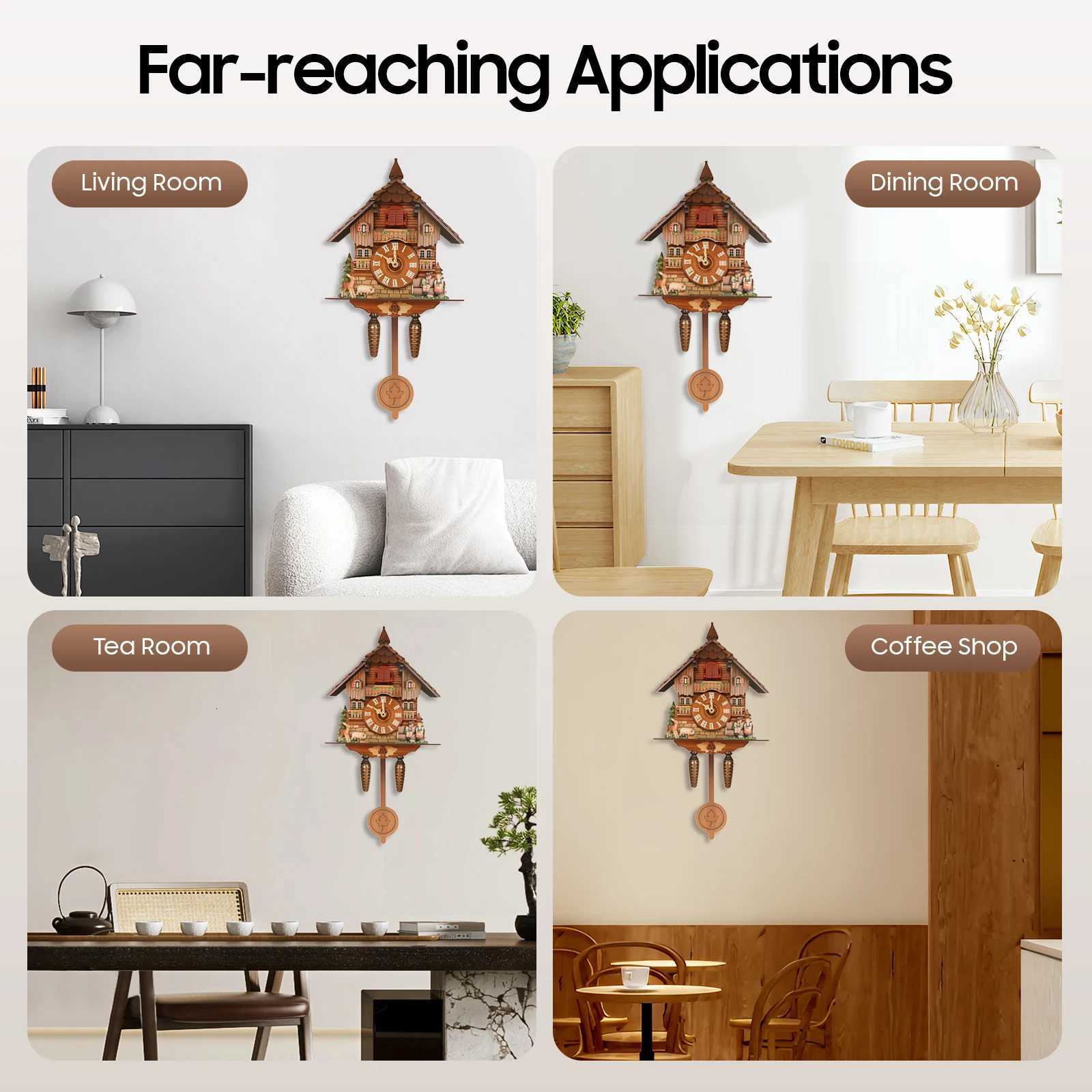 German Style Cuckoo Clock with Bird Chime Battery Operated Wall Mounted Decorative Clock for Home Living Room Bedroom Decor C251015