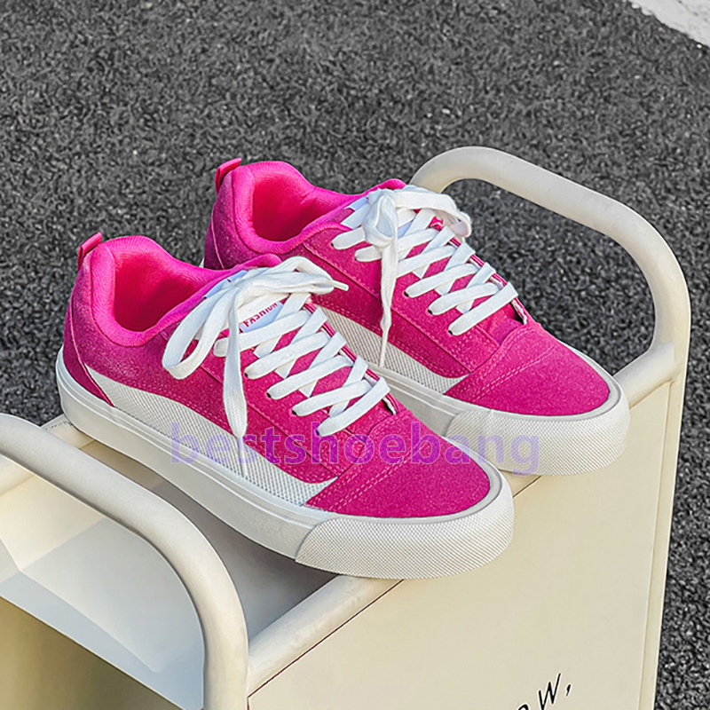 Designer Sneakers Breathing Cotton Canvas Low Top Trainers Stylish Fuchsia Light Gray Black Red Unisex Casual Daily Wear Skater Shoes Size 35-44