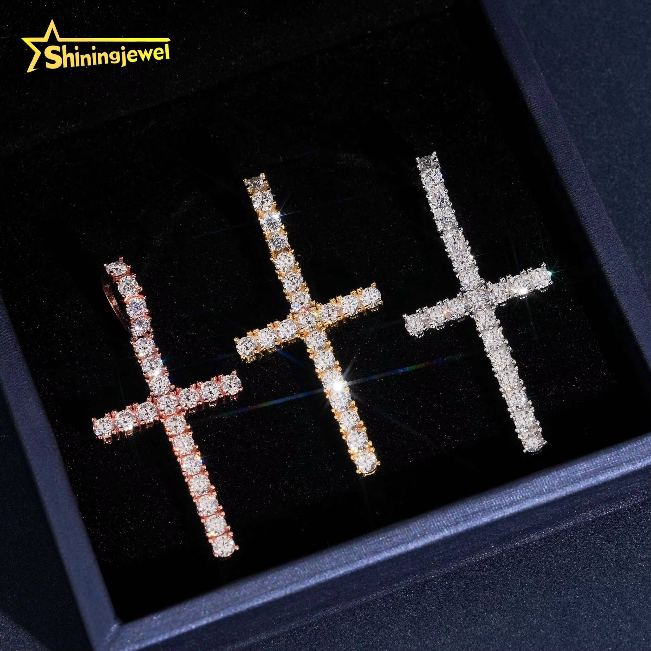 Hip Hop Diamond Jewelry Men Top Quality Hot Selling 925 Silver Moissanite Cross Pendant