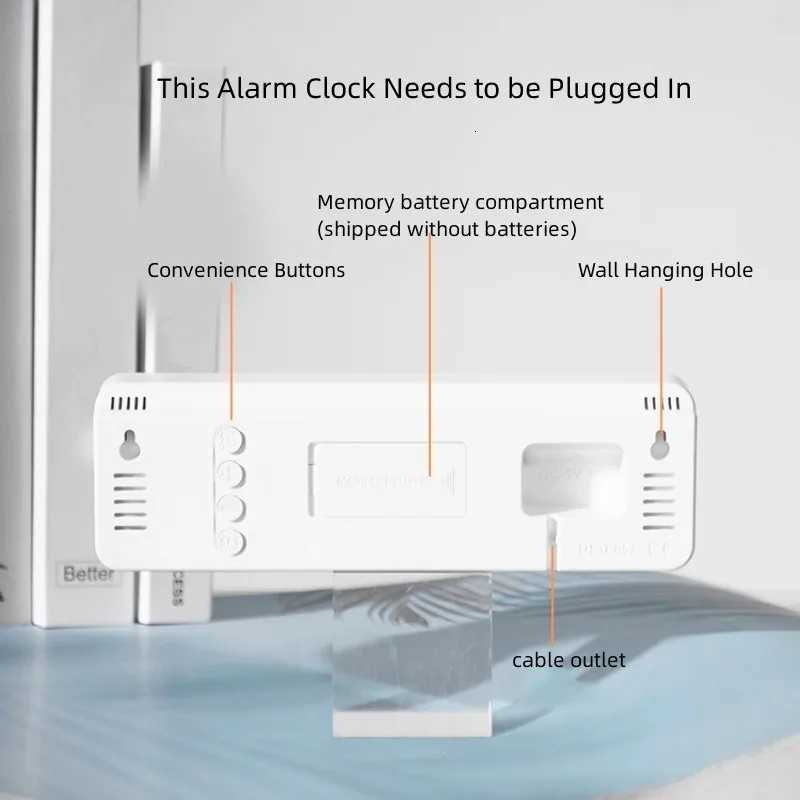 12 Inch Smart Mute LED Electronic Night Alarm Wall Clock Modern Desk Clock Minimst Thermometer Calendar Time Cube Home Decor C251015